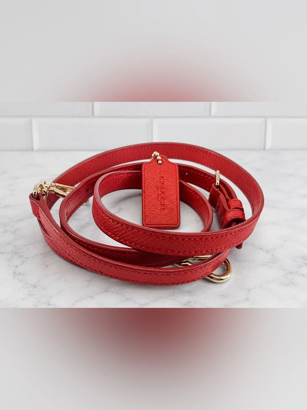 Coach Red Crossgrain Leather Adjustable Strap w/ Hangtag - Replacement